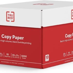 Wholesale TRU RED 8.5x11 Copy Paper 20 lb. 92-Bright 5000 Sheets/Carton, For Office, School & Home 8.5'' x 11'' 5,000 Sheets
