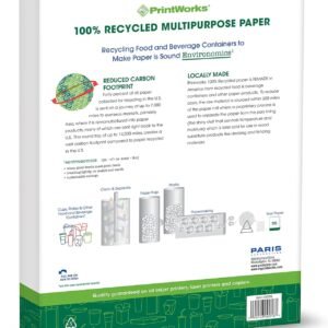 Wholesale PrintWorks 100% Recycled Printer Paper 8.5" x 11" White - 20 lb Copy & Multipurpose Computer Paper - 1 Pack, 400 Sheets - Made in the USA - 92 Bright - Printer & Copier Compatible (00018) 1 Ream: 400 Sheets