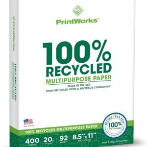 Wholesale PrintWorks 100% Recycled Printer Paper 8.5" x 11" White - 20 lb Copy & Multipurpose Computer Paper - 6 Packs, 2400 Sheets - Made in the USA - 92 Bright - Printer & Copier Compatible (00018C)